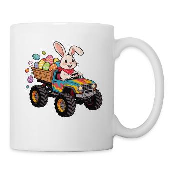 Osterhase im Monstertruck - Tasse - Weiß - Rechts