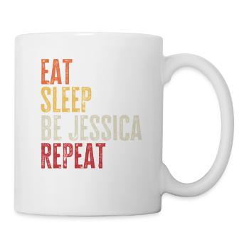 Iss, schlaf Sei Jessica, wiederhole Retro-Name - Tasse - Weiß - Rechts