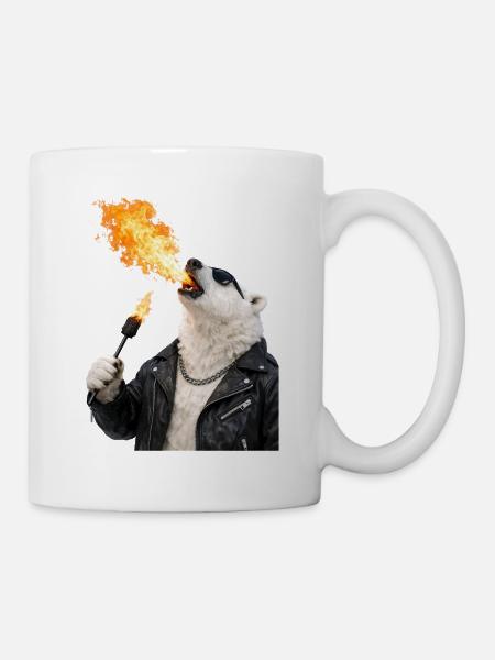 Polar Bär Feueratem Lederjacke - Tasse - Weiß
