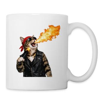 Fire Cat Biker Look - Mug - white - Right