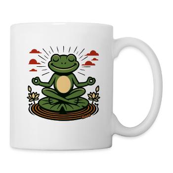 Meditierender Frosch mit Lotusblüten - Tasse - Weiß - Rechts