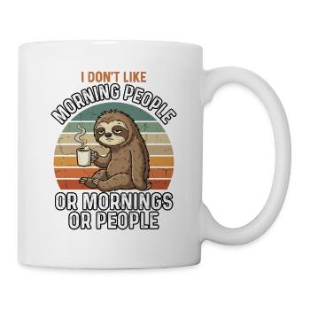 Sloth Coffee Morning Grouch Hate People Humor - Mug - white - Right