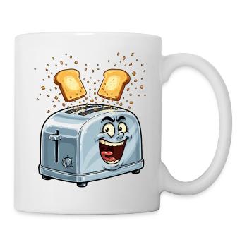 Grille-pain joyeux avec toast sautant - Mug blanc - blanc - Droite