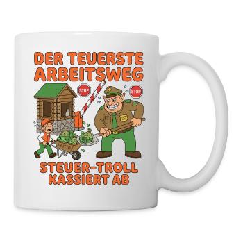 Der Teuerste Arbeitsweg - Tasse - Weiß - Rechts