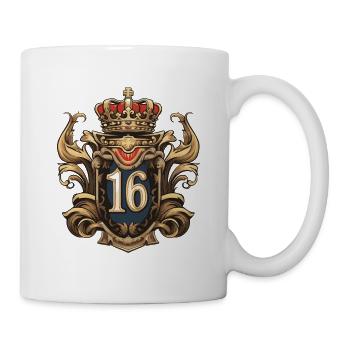 16 Zahl Wappen - Tasse - Weiß - Rechts