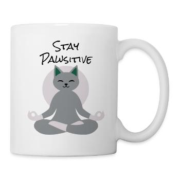Meditierende Katze – Calm Zen Kitty Design - Tasse - Weiß - Rechts