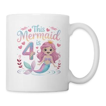 Meerjungfrau 4. Geburtstag 4 Jahre - Tasse - Weiß - Rechts
