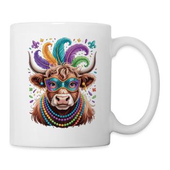 Mardi Gras Highland Cow Shirt Karneval - Tasse - Weiß - Rechts