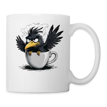 Morning grouch coffee no desire raven bad mood - Mug - white - Right