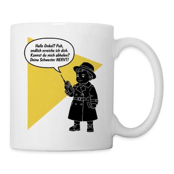 Bonjour oncle - tu décroches ? Ta sœur est drôle et agaçante - Mug blanc - blanc - Droite