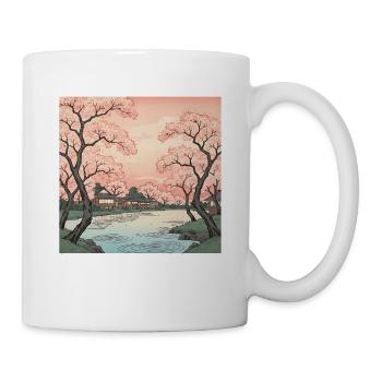 Traditioneller Japanischer Kirschblüten - Tasse - Weiß - Rechts