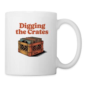 Schallplattenkiste Motiv im Retro Stil - Tasse - Weiß - Rechts