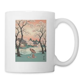 Traditioneller Japanischer Kirschblüten - Tasse - Weiß - Rechts