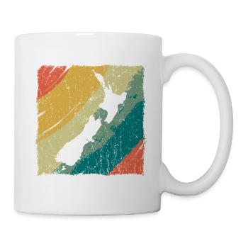 New Zealand Land Map Retro Logo Vintage NZ - Mug - white - Right