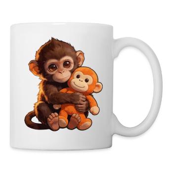 Süßer Baby Affe gibt Faustschlag Monkey Punch - Tasse - Weiß - Rechts