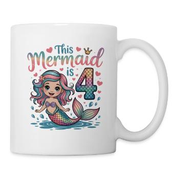 Meerjungfrau 4. Geburtstag 4 Jahre - Tasse - Weiß - Rechts