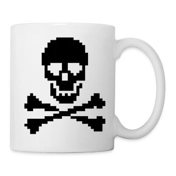 Pixel Skull Crossbones T-Shirt - Mug - white - Right