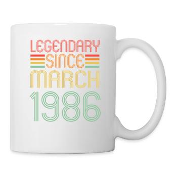Legendary since March 1986, Retro, Geburtstag - Tasse - Weiß - Rechts