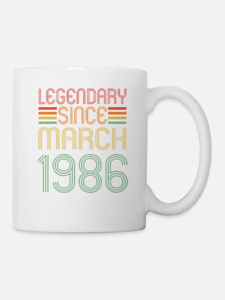 Legendary since March 1986, Retro, Geburtstag - Tasse - Weiß
