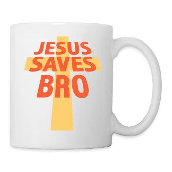 Jésus sauve un frère Dicton religieux drôle Logo de la foi - Mug blanc - blanc - Droite
