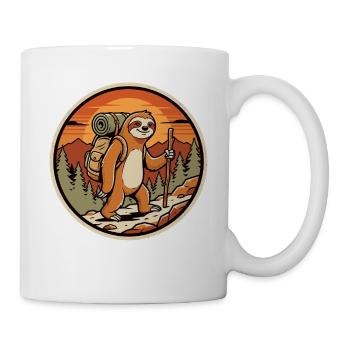 Faultier Wanderer Retro Badge - Tasse - Weiß - Rechts