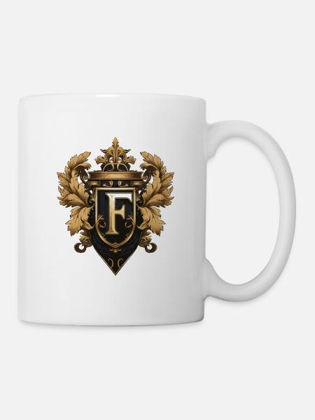 F Buchstabe Name Krone - Tasse - Weiß