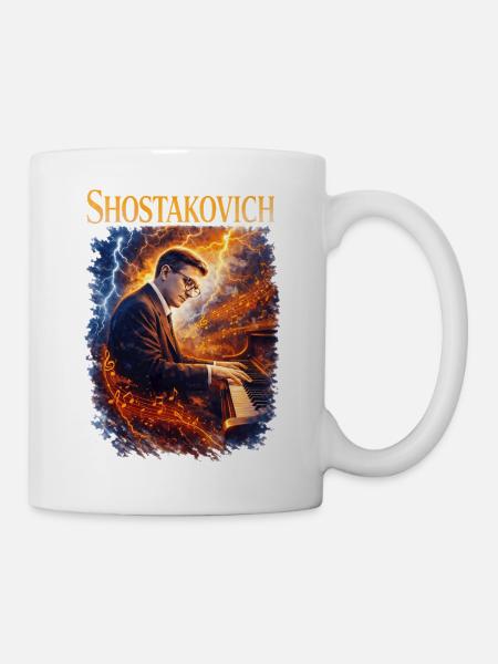 Shostakovich Feuerklang am Klavier - Tasse - Weiß