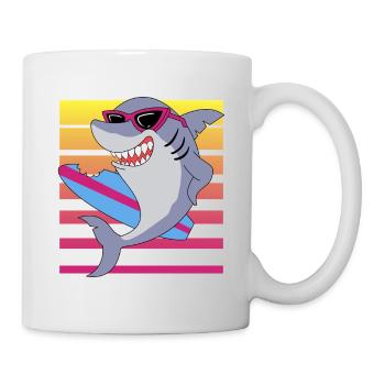Requin surfeur rétro avec lunettes de soleil graphique - Mug blanc - blanc - Droite