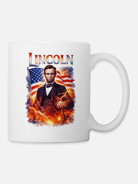 Lincolns Flammendes Freiheitsbild - Tasse - Weiß