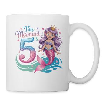 5e anniversaire de la Sirène 5 ans - Mug blanc - blanc - Droite