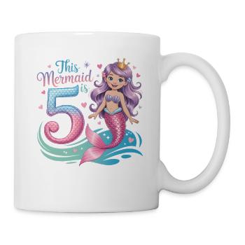 5e anniversaire de la Sirène 5 ans - Mug blanc - blanc - Droite