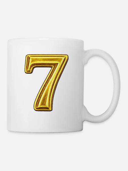 Goldene Sieben Glanzdesign - Tasse - Weiß