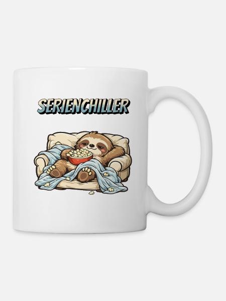 Faultier Serienchiller Spruch Faulenzer - Tasse - Weiß