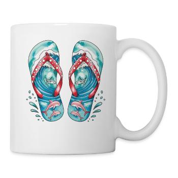 Flip Flop Summer Shirt with Dolphins - Mug - white - Right
