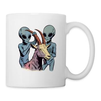 Aliens abduct goat - Mug - white - Right