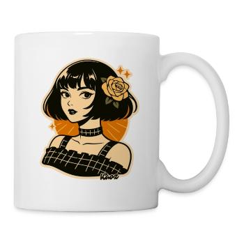 Retro Rose Girl Portrait - Mug - white - Right