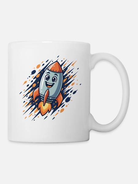 Lustige Rakete Cartoon-Design - Tasse - Weiß