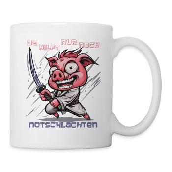 Schwein Krieger mit Katana - Tasse - Weiß - Rechts