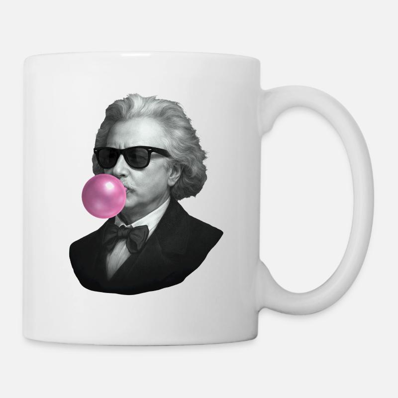 Vintage Pop-Porträt mit Pinker Blase - Tasse - Weiß