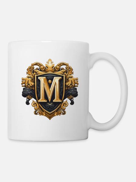 M Buchstabe Name Krone - Tasse - Weiß
