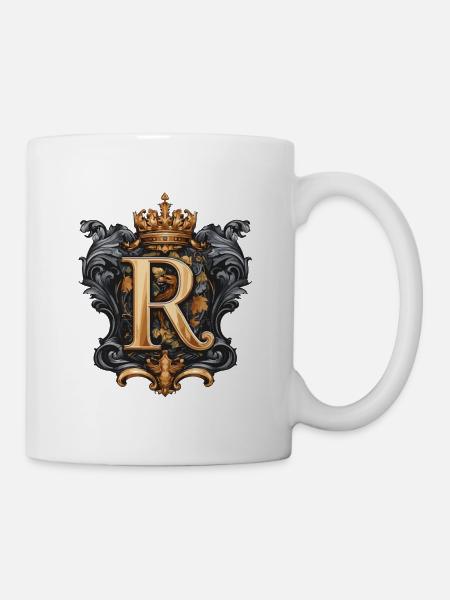 R Buchstabe Name Krone - Tasse - Weiß