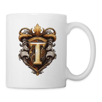 T Buchstabe Name Krone - Tasse - Weiß - Rechts