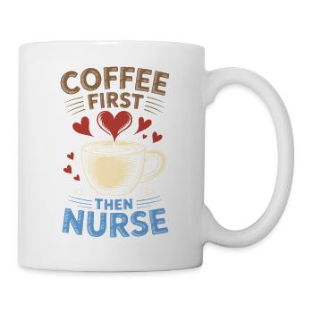 Coffee First Then Nurse Funny Raccoon Tee - Mug - white - Right