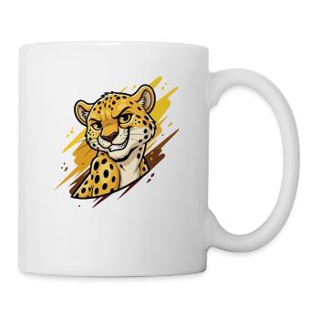 Leopardenkopf mit Farbschimmer - Tasse - Weiß - Rechts