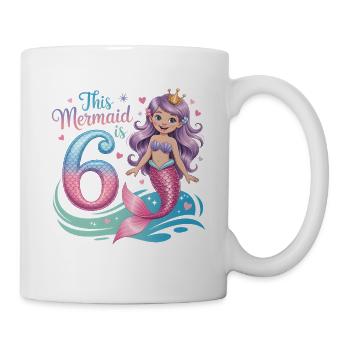 Meerjungfrau 6. Geburtstag 6 Jahre - Tasse - Weiß - Rechts