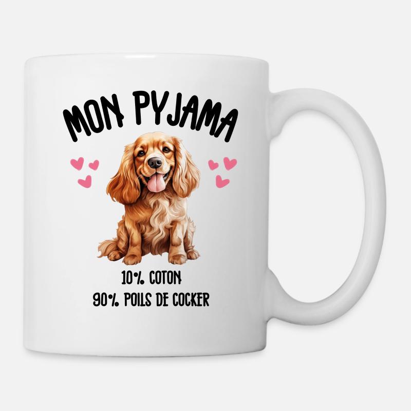 Lustige Cocker Spaniel Hundepyjamas - Tasse - Weiß