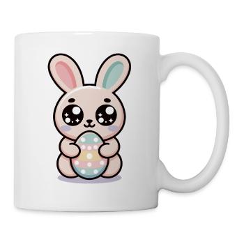 Osterhase Shirt – Süßer Hase mit Osterei - Tasse - Weiß - Rechts