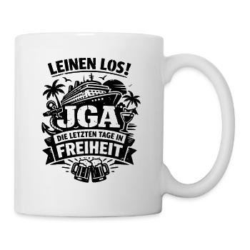 Leinen Los! JGA auf hoher See - Tasse - Weiß - Rechts