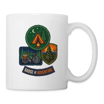 Abenteuerabzeichen Vintage-Aufkleber - Tasse - Weiß - Rechts
