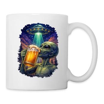 Alien Drinking Beer UFO - Mug - white - Right